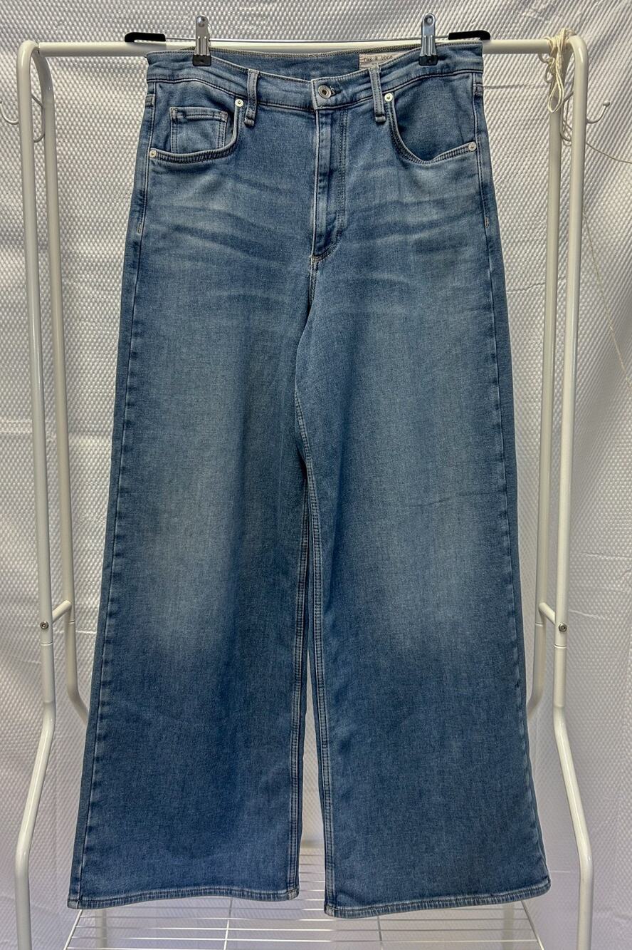 Rag & Bone Serena High-Rise Full Length Wide Leg Jeans / Size 31 Waist